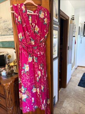Meghan LA Fuchsia Floral Maxi Wrap Dress